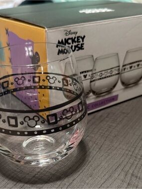 Disney Mickey Mouse Stemless Glasses with Black Decorative Band